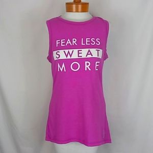 Reebok Pink Workout Tank. "Fear less" Size Medium